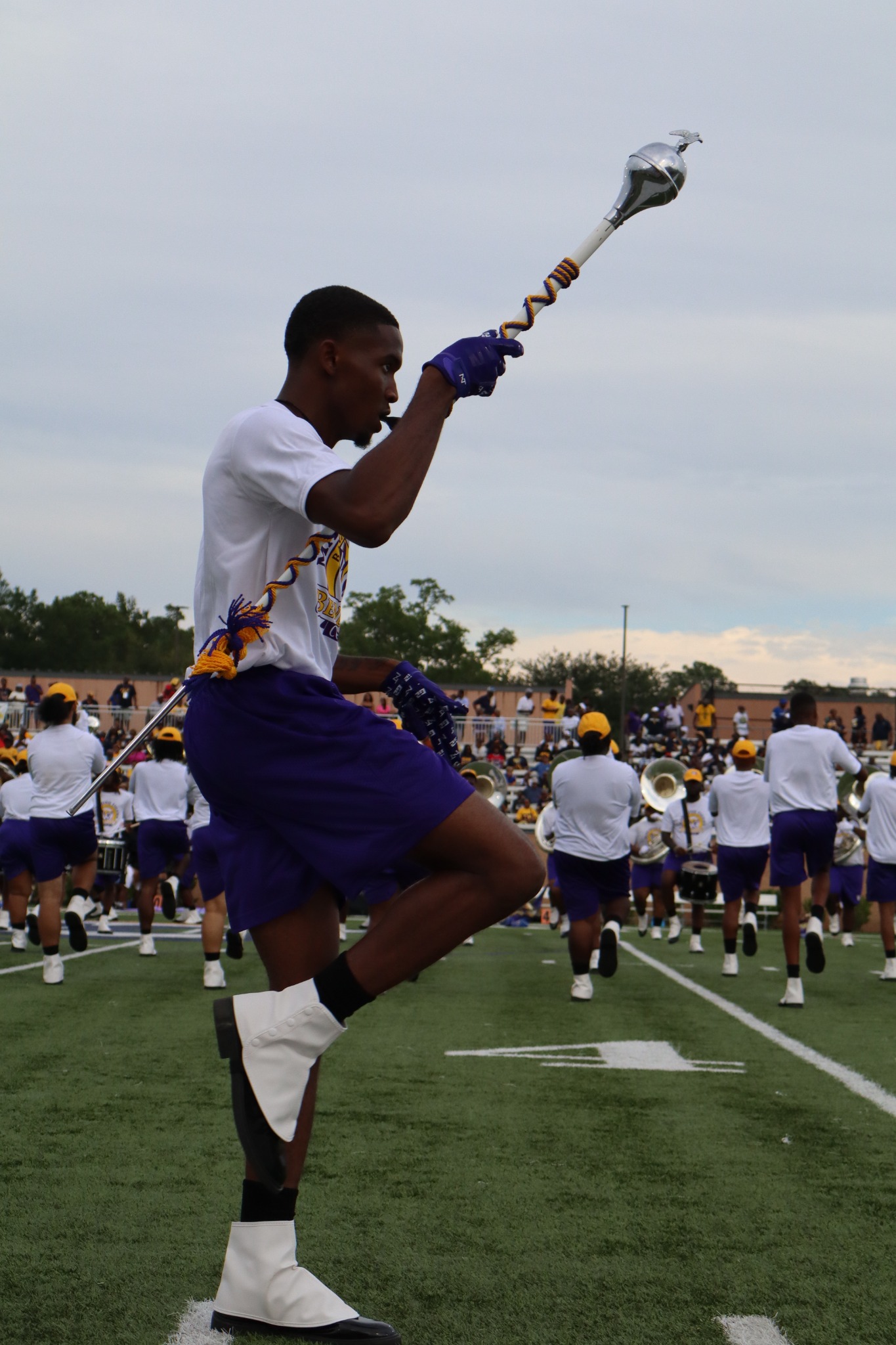 Marching band mace performer