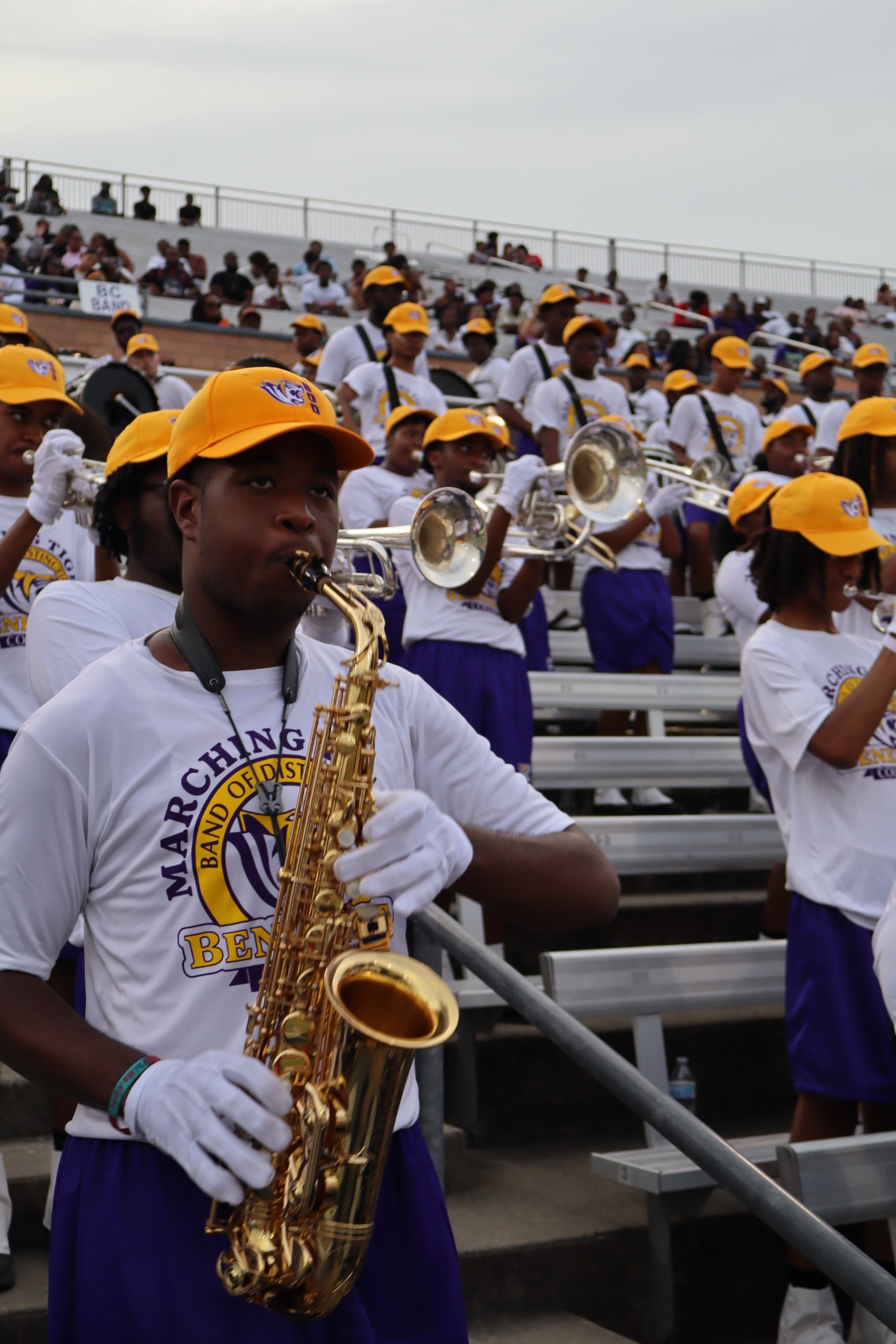 Saxophone player photographed in the stands